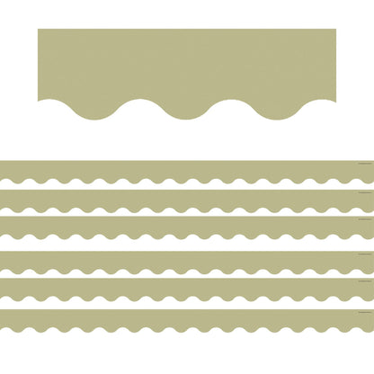 Olive Green Scalloped Border Trim, 35 Feet Per Pack, 6 Packs - Loomini