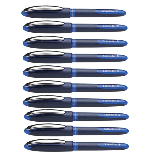One Business Rollerball Pens, 0.6mm, Blue, Pack of 10 - Loomini