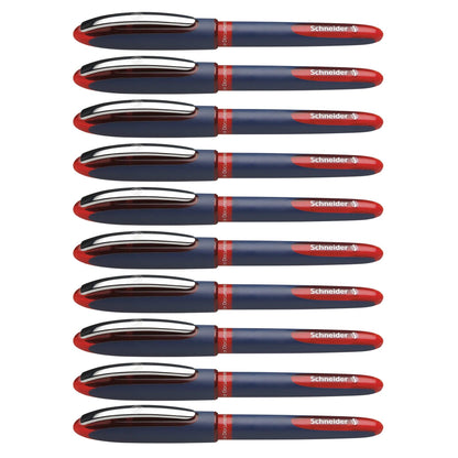 One Business Rollerball Pens, 0.6mm, Red, Pack of 10 - Loomini
