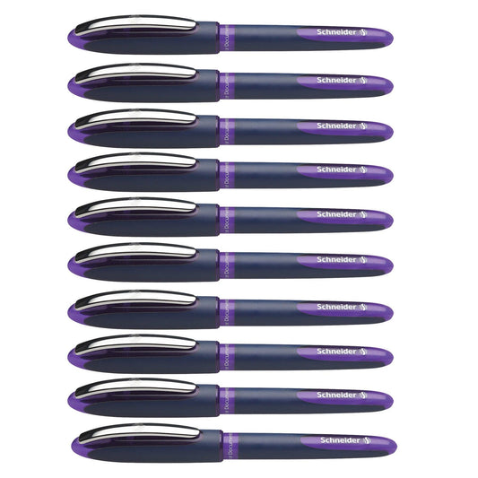 One Business Rollerball Pens, 0.6mm, Violet, Pack of 10 - Loomini