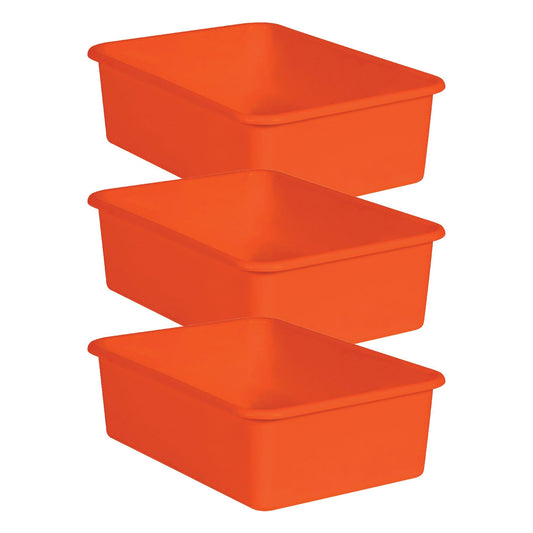 Orange Large Plastic Storage Bin, Pack of 3 - Loomini