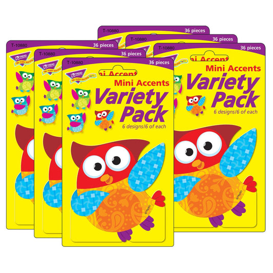 Owl-Stars!® Mini Accents Variety Pack, 36 Per Pack, 6 Packs - Loomini