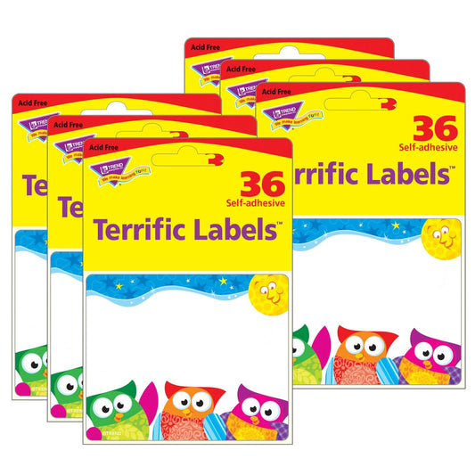 Owl-Stars!® Terrific Name Tag/Labels™, 36 Per Pack, 6 Packs - Loomini