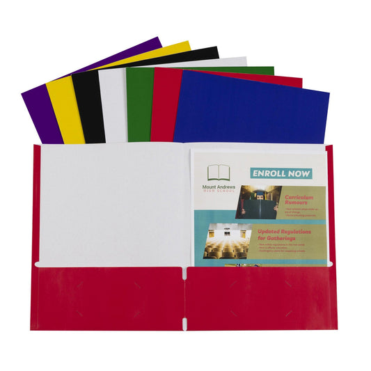 Paper Portfolio Without Prongs, Assorted, Pack of 100 - Loomini