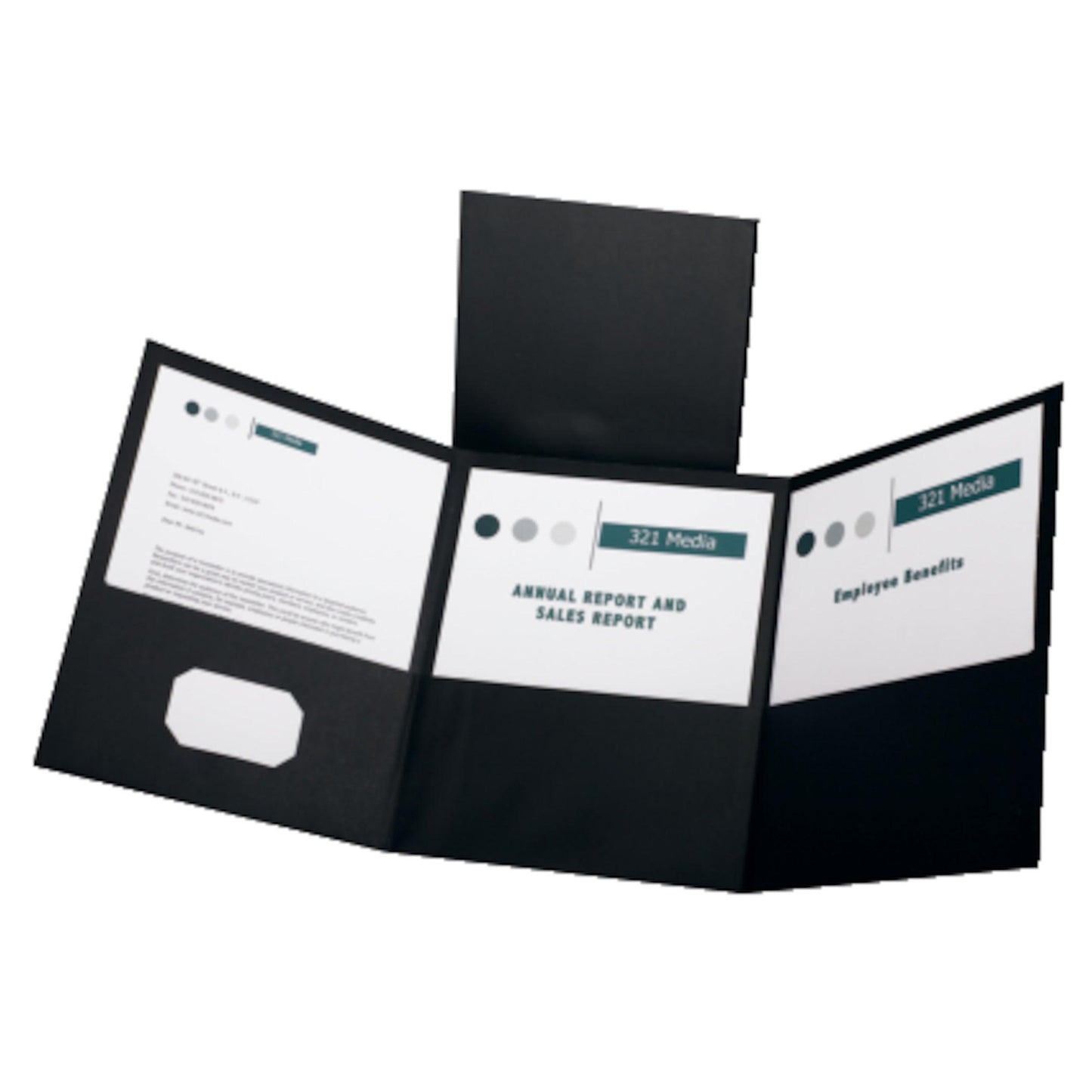 Paper Tri Fold Pocket Folder, Black, Pack of 20 - Loomini