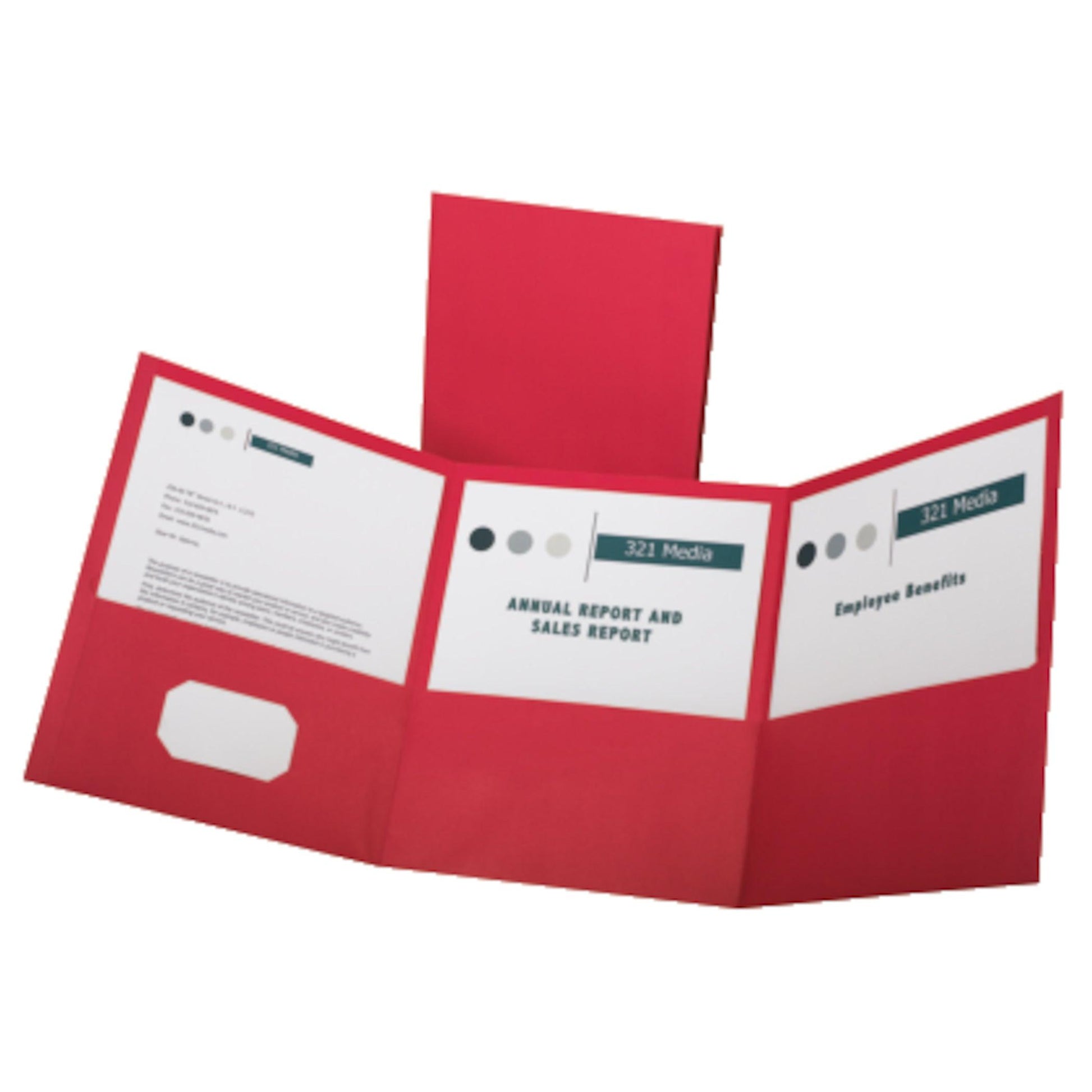 Paper Tri Fold Pocket Folder, Red, Pack of 20 - Loomini