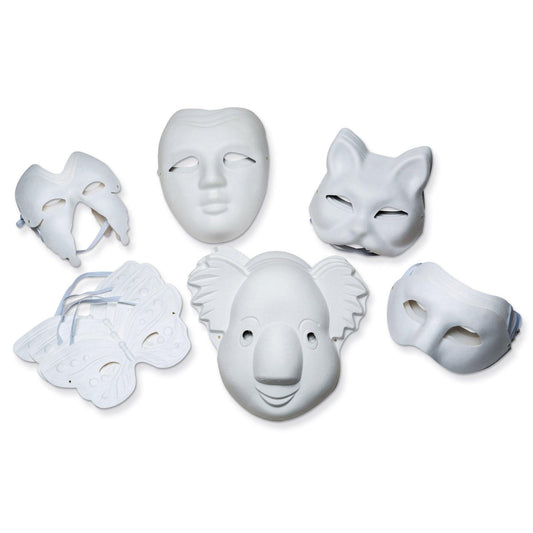 Paperboard Masks, Classroom Pack, Assorted Sizes, 24 Pieces - Loomini