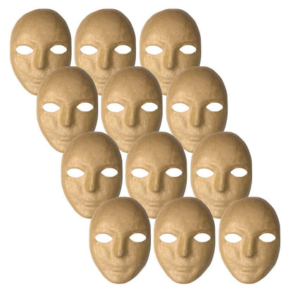 Papier Maché Mask, 8" x 5-1/4", Pack of 12 - Loomini