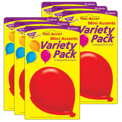 Party Balloons Mini Accents Variety Pack, 36 Per Pack, 6 Packs - Loomini