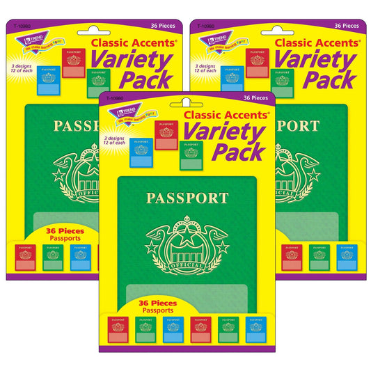 Passports Classic Accents® Variety Pack, 36 Per Pack, 3 Packs - Loomini