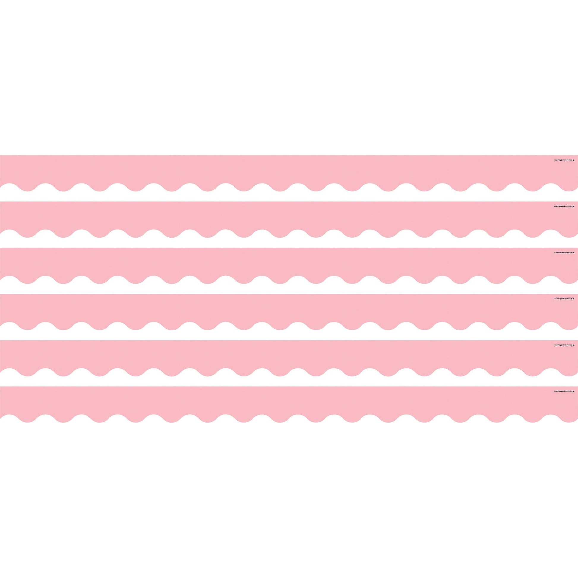 Pastel Pink Scalloped Border Trim, 35 Feet Per Pack, 6 Packs - Loomini