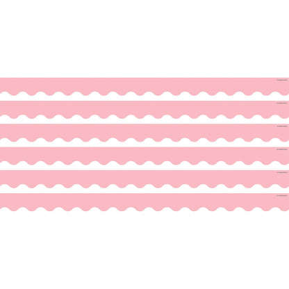 Pastel Pink Scalloped Border Trim, 35 Feet Per Pack, 6 Packs - Loomini