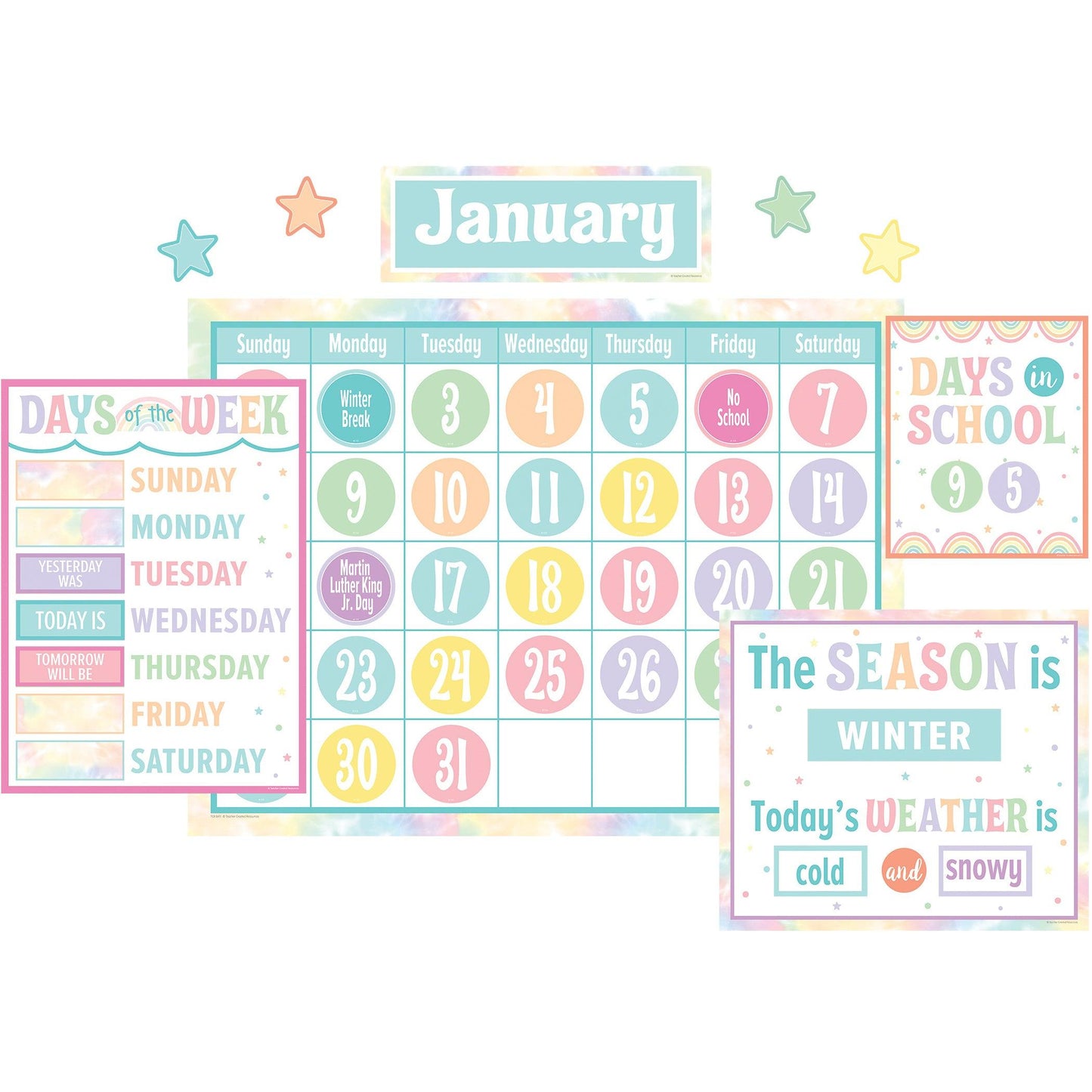 Pastel Pop Calendar Bulletin Board Set - Loomini