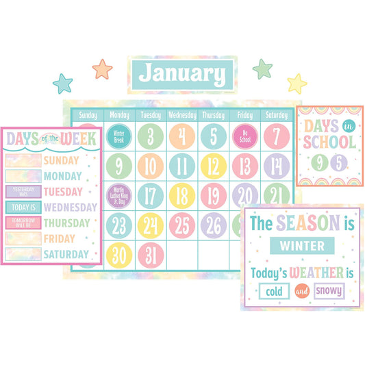 Pastel Pop Calendar Bulletin Board Set - Loomini