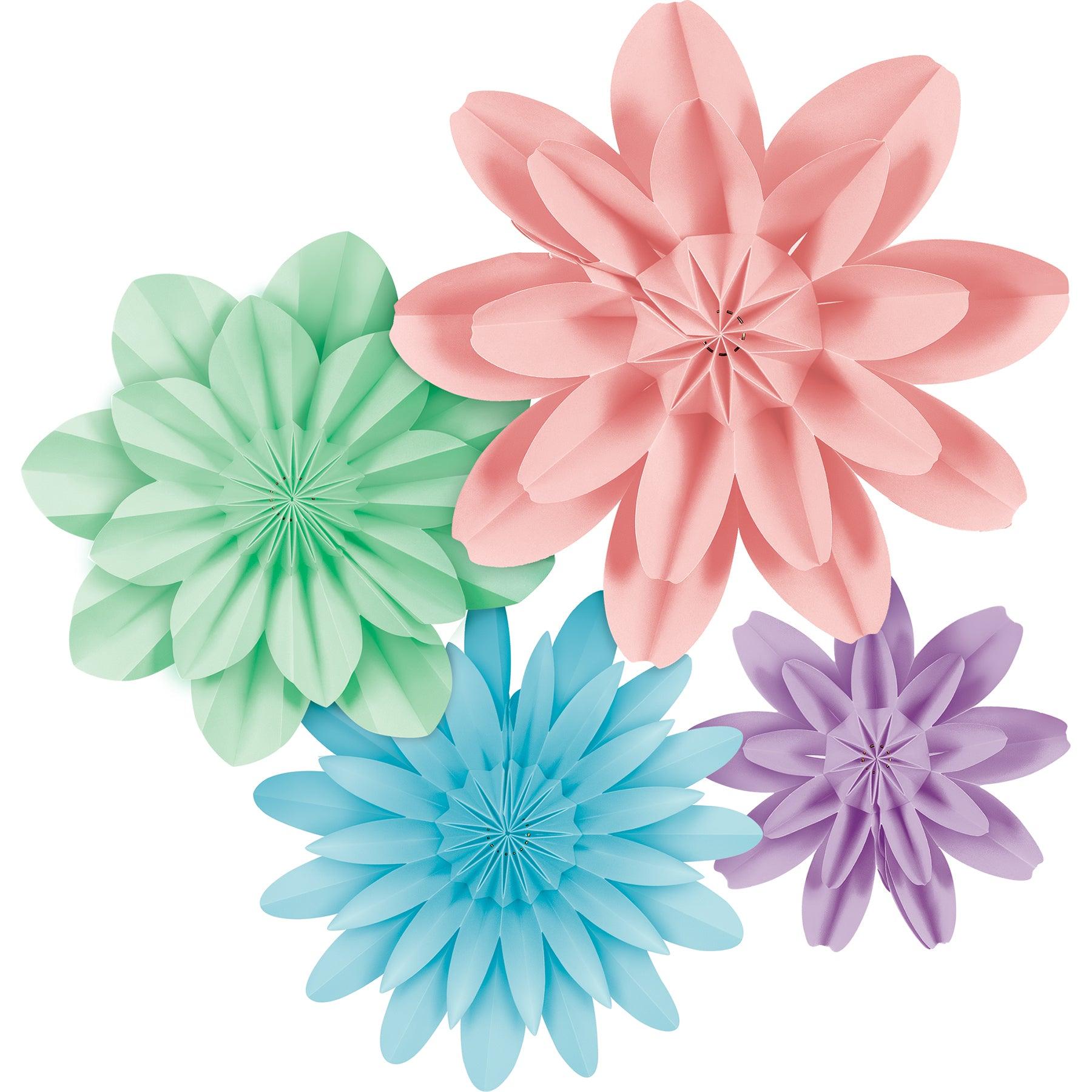 Pastel Pop Paper Flowers, Pack of 4 - Loomini