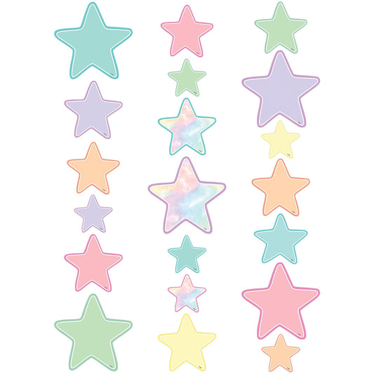 Pastel Pop Star Accents - Assorted Sizes, 60 Per Pack, 3 Packs - Loomini