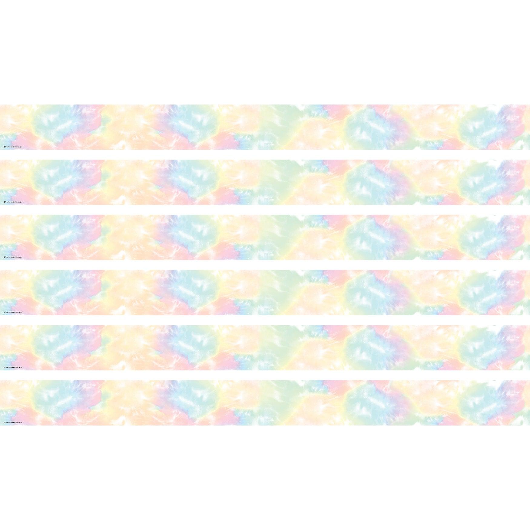 Pastel Pop Tie-Dye Straight Border Trim, 35 Feet Per Pack, 6 Packs - Loomini