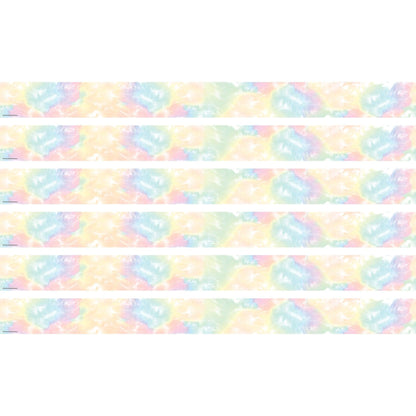 Pastel Pop Tie-Dye Straight Border Trim, 35 Feet Per Pack, 6 Packs - Loomini