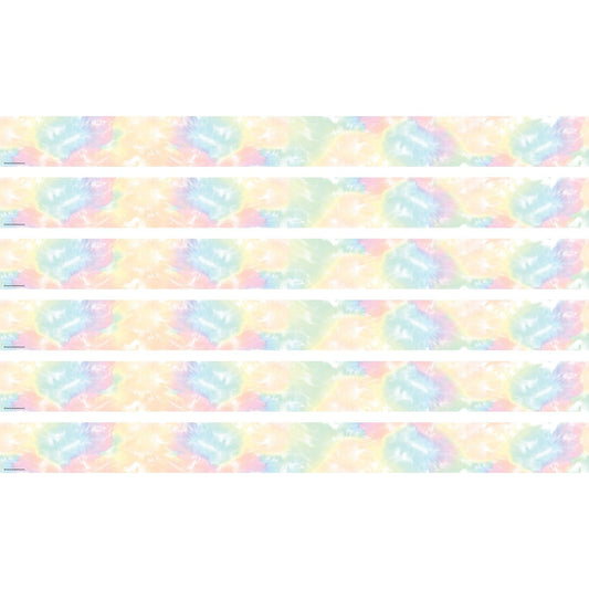 Pastel Pop Tie-Dye Straight Border Trim, 35 Feet Per Pack, 6 Packs - Loomini