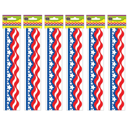 Patriotic Border Trim, 35 Feet Per Pack, 6 Packs - Loomini