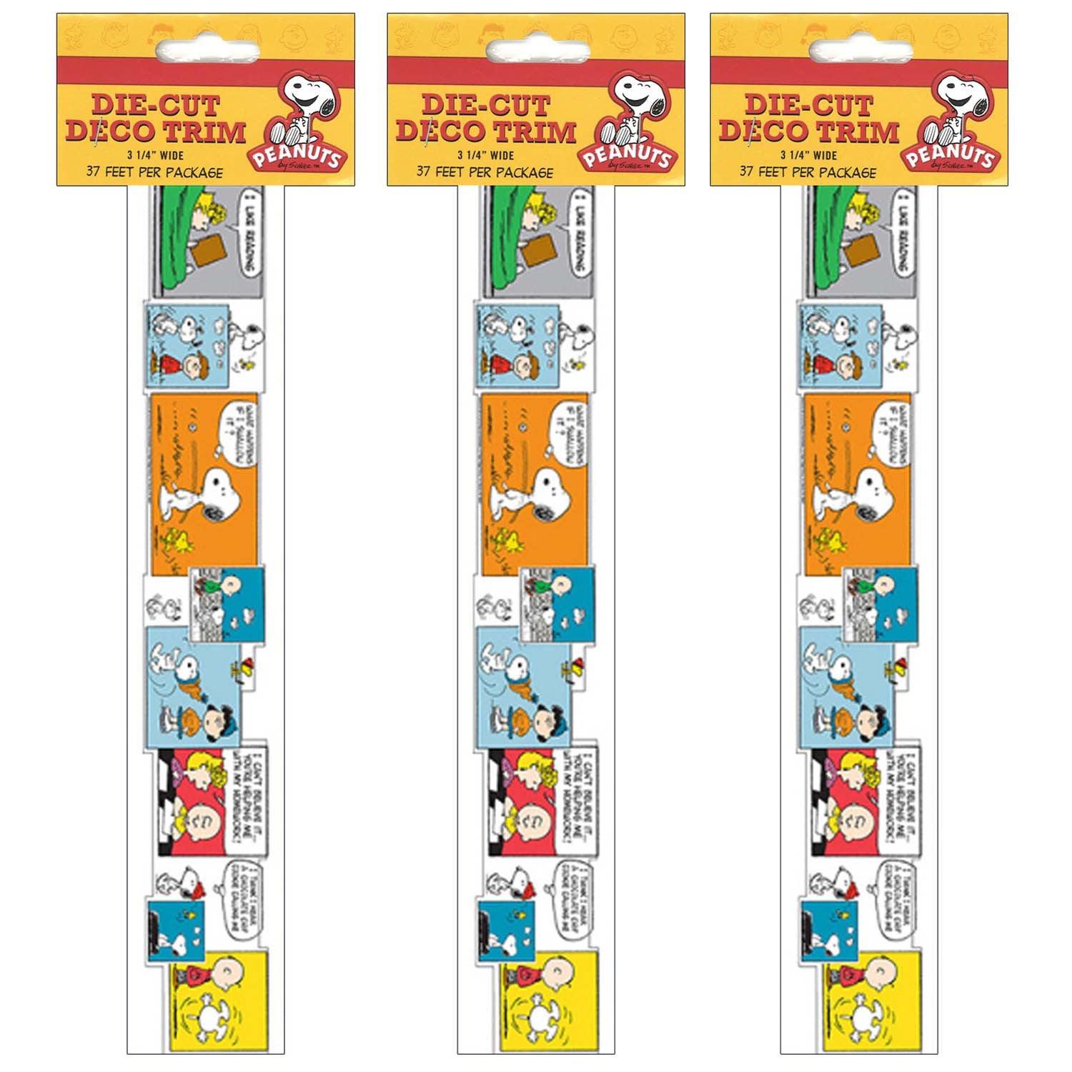 Peanuts® Comic Blocks Extra Wide Die Cut Deco Trim®, 37 Feet Per Pack, 3 Packs - Loomini