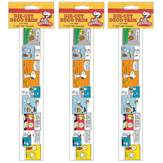 Peanuts® Comic Blocks Extra Wide Die Cut Deco Trim®, 37 Feet Per Pack, 3 Packs - Loomini