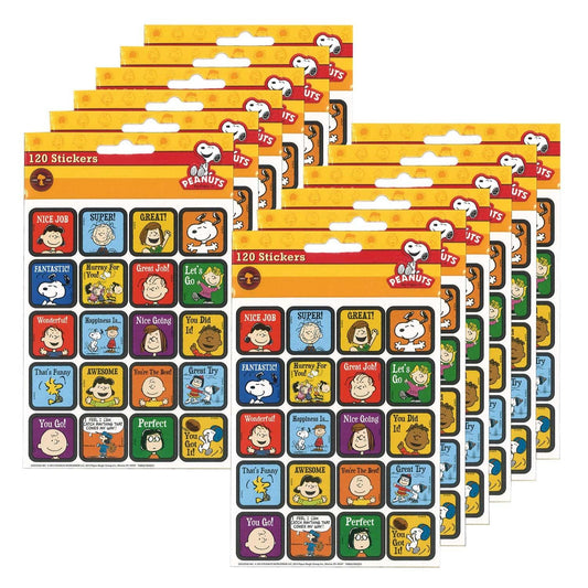 Peanuts® Motivational Theme Stickers, 120 Per Pack, 12 Packs - Loomini