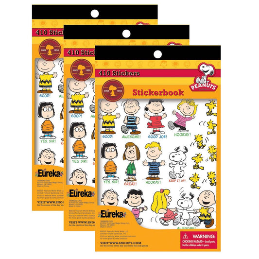 Peanuts® Sticker Book, 410 Stickers, Pack of 3 - Loomini