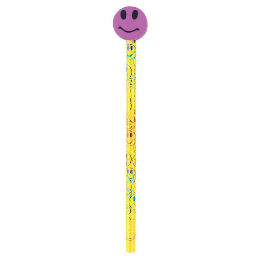 Pencil & Eraser Topper Write-Ons, Smiley Face, Pack of 36 - Loomini