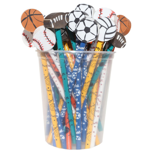 Pencil & Eraser Topper Write-Ons, Sports, Pack of 36 - Loomini