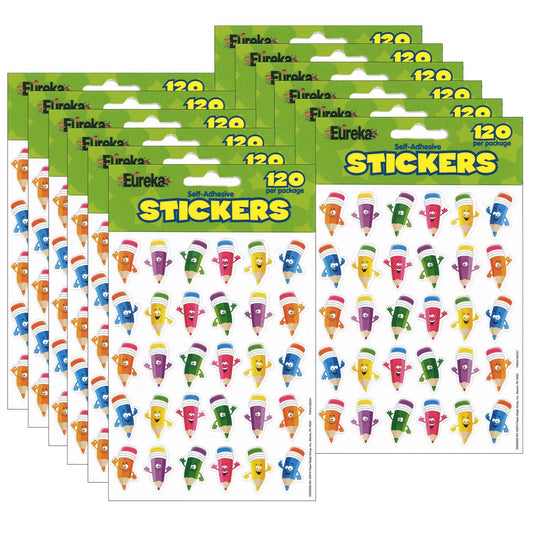 Pencil Smiley Faces Theme Stickers, 120 Per Pack, 12 Packs - Loomini