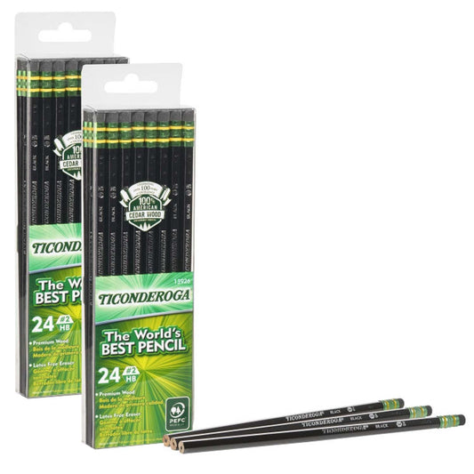 Pencils, #2 Soft, Black, Unsharpened, 24 Per Pack, 2 Packs - Loomini