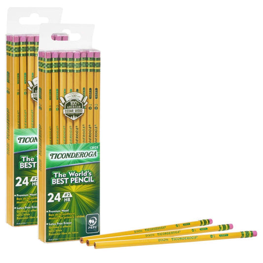 Pencils, #2 Soft, Yellow, Unsharpened, 24 Per Pack, 2 Packs - Loomini