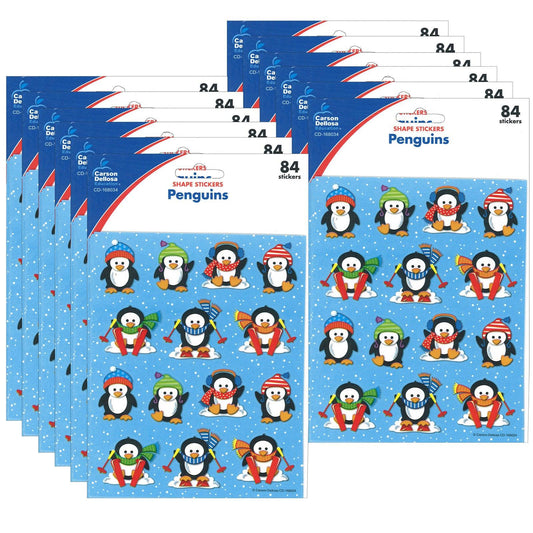 Penguins Shape Stickers, 84 Per Pack, 12 Packs - Loomini