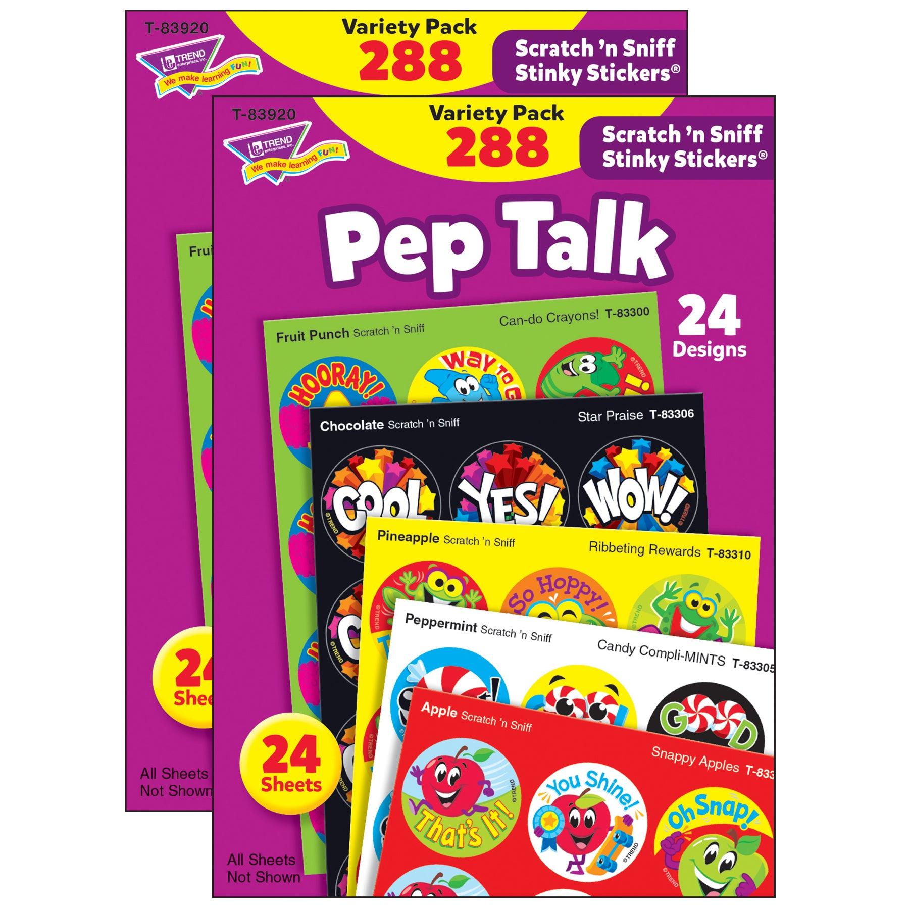 Pep Talk Stinky Stickers® Variety Pack, 288 Count Per Pack, 2 Packs - Loomini