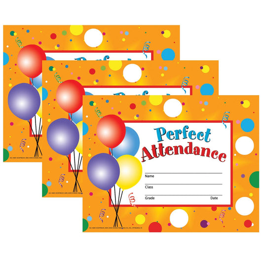 Perfect Attendance Certificates & Reward Seals, 30 - 8.5" x 11" Certificates & 160 Seals Per Set, 3 Sets - Loomini