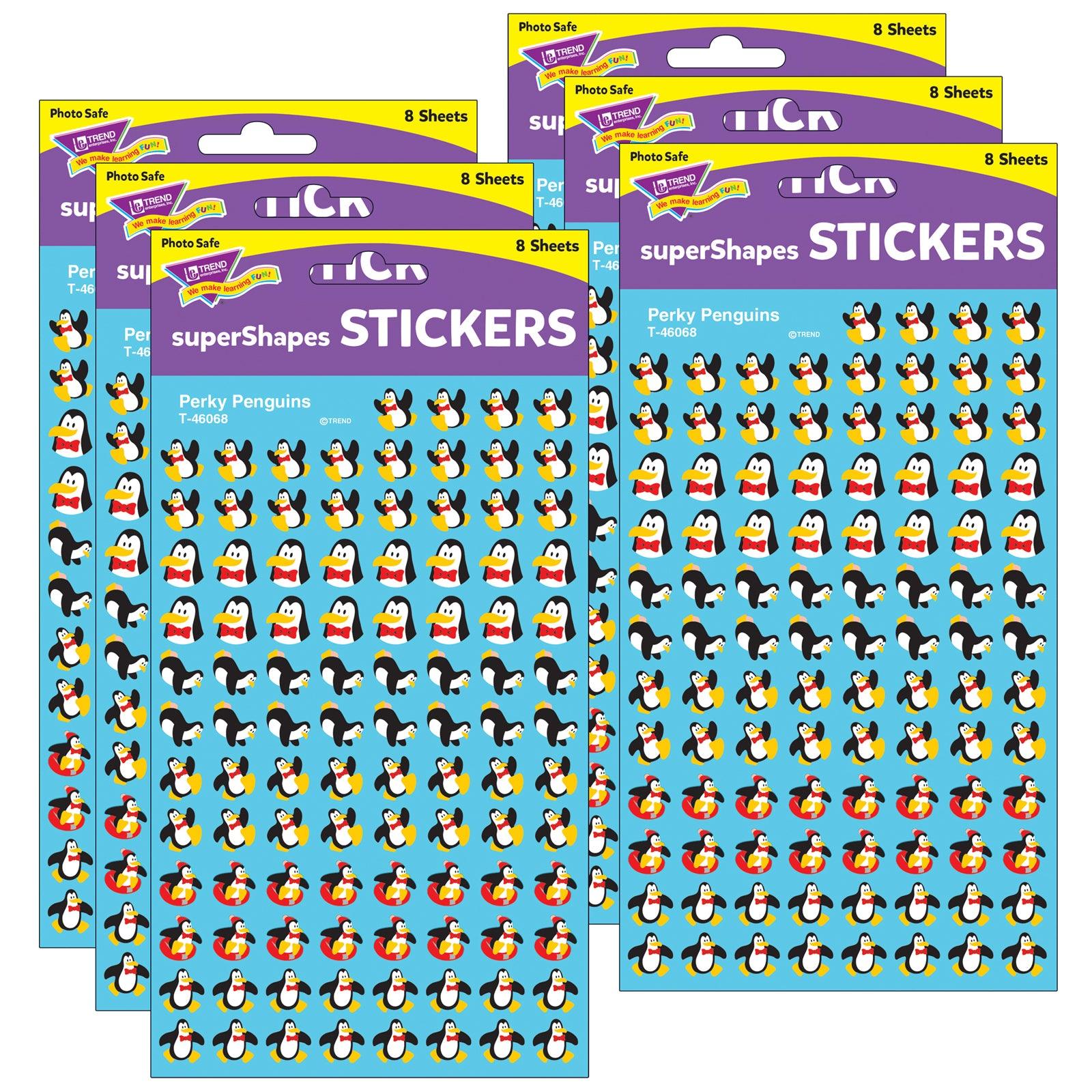 Perky Penguins superShapes Stickers, 800 Per Pack, 6 Packs - Loomini