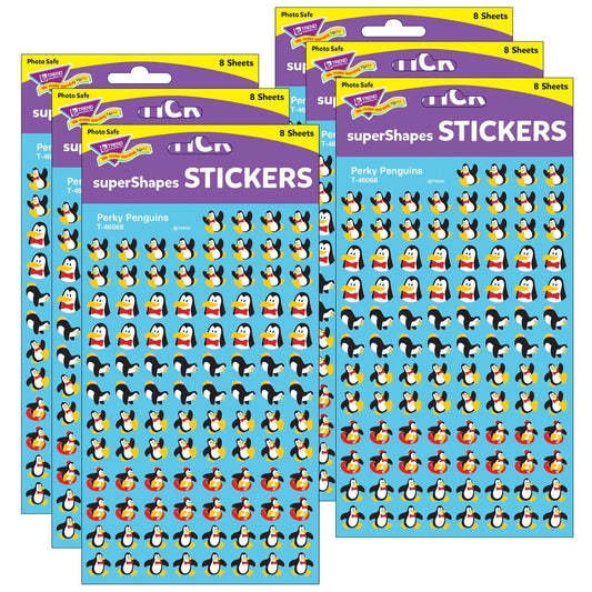 Perky Penguins superShapes Stickers, 800 Per Pack, 6 Packs - Loomini