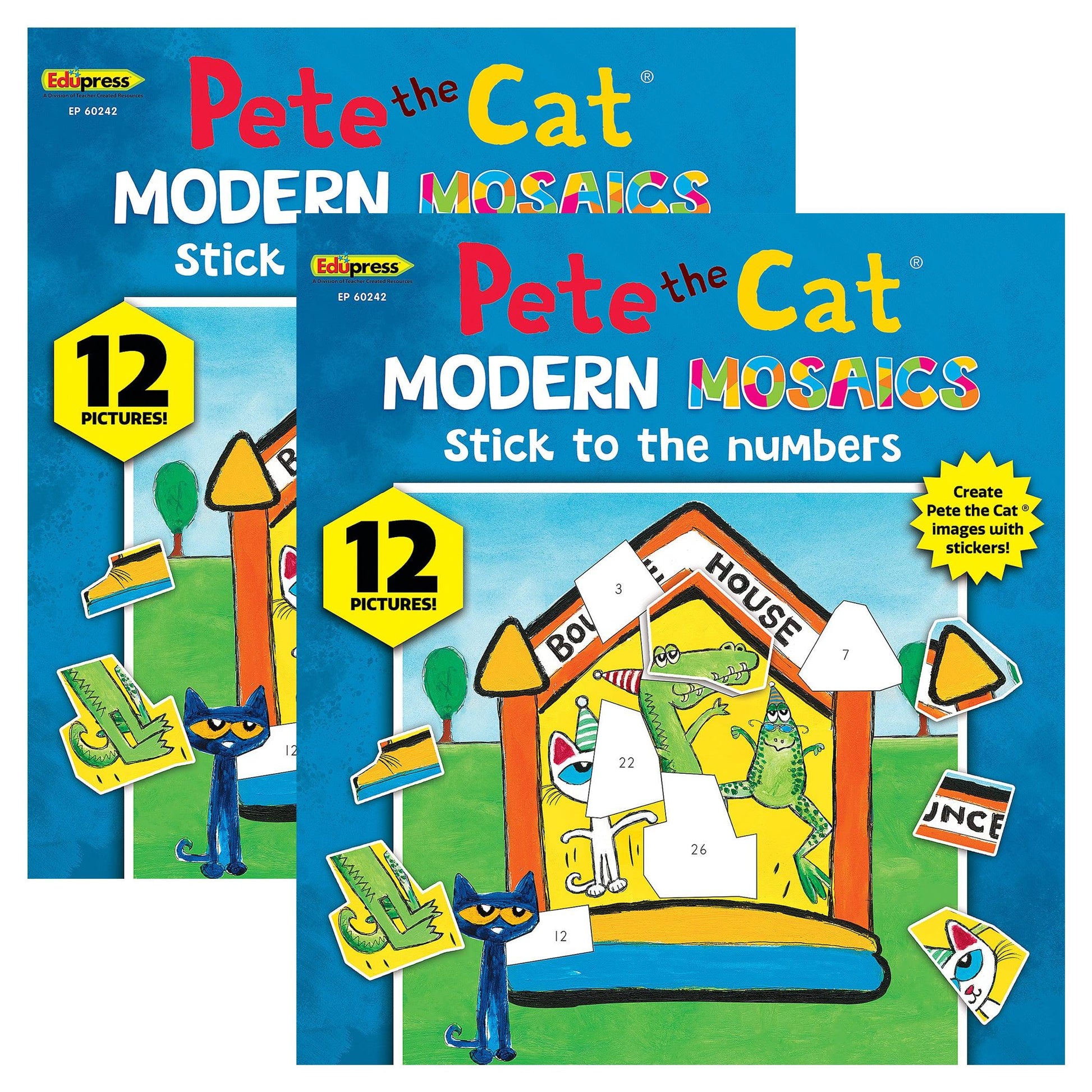 Pete The Cat Modern Mosaics Stick to the Numbers Activity Book, Pack of 2 - Loomini