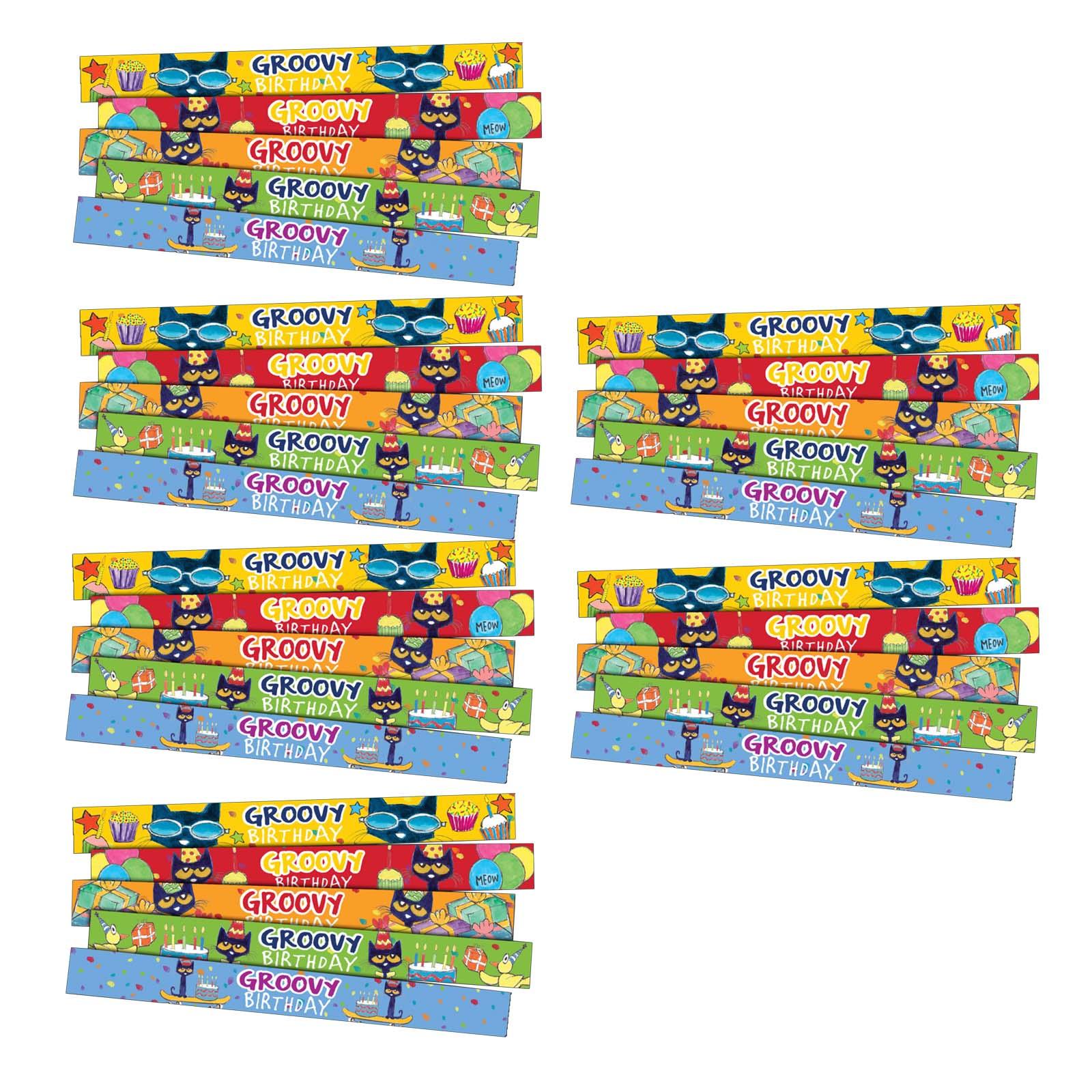 Pete the Cat® Groovy Birthday Slap Bracelets, 10 Per Pack, 6 Packs - Loomini