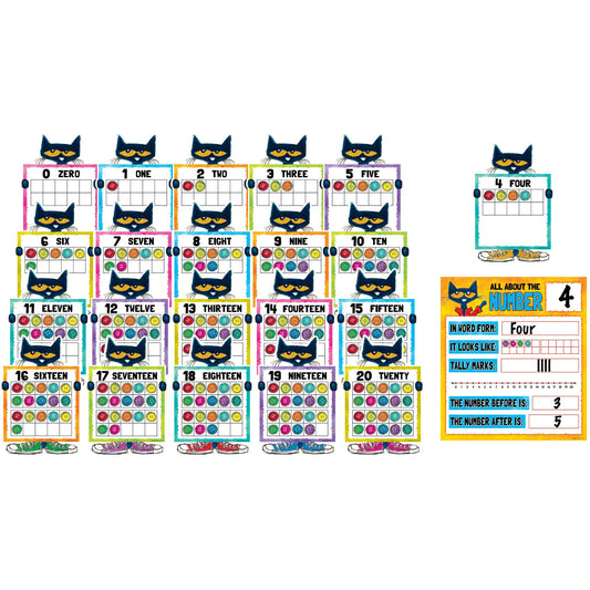 Pete the Cat® Numbers 0-20 Bulletin Board Set - Loomini