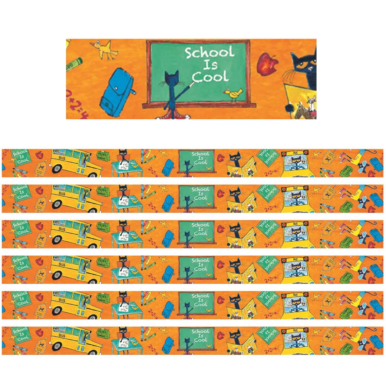 Pete the Cat® School is Cool Spotlight Border, 35 Feet Per Pack, 6 Packs - Loomini