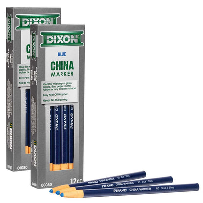 Phano China Markers, Blue, 12 Per Pack, 2 Packs - Loomini