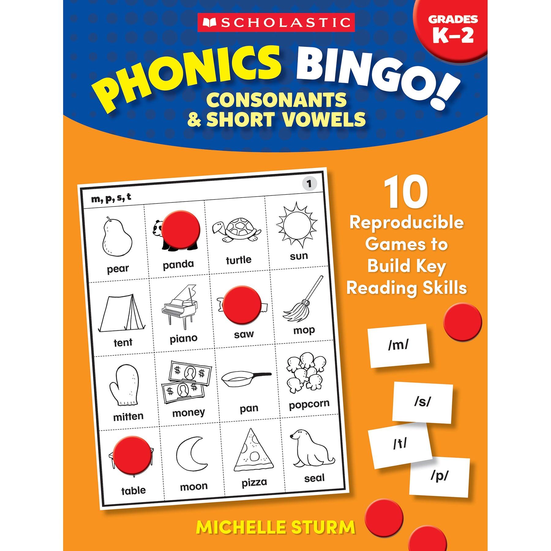 Phonics Bingo: Consonants & Short Vowels Activity Book - Loomini