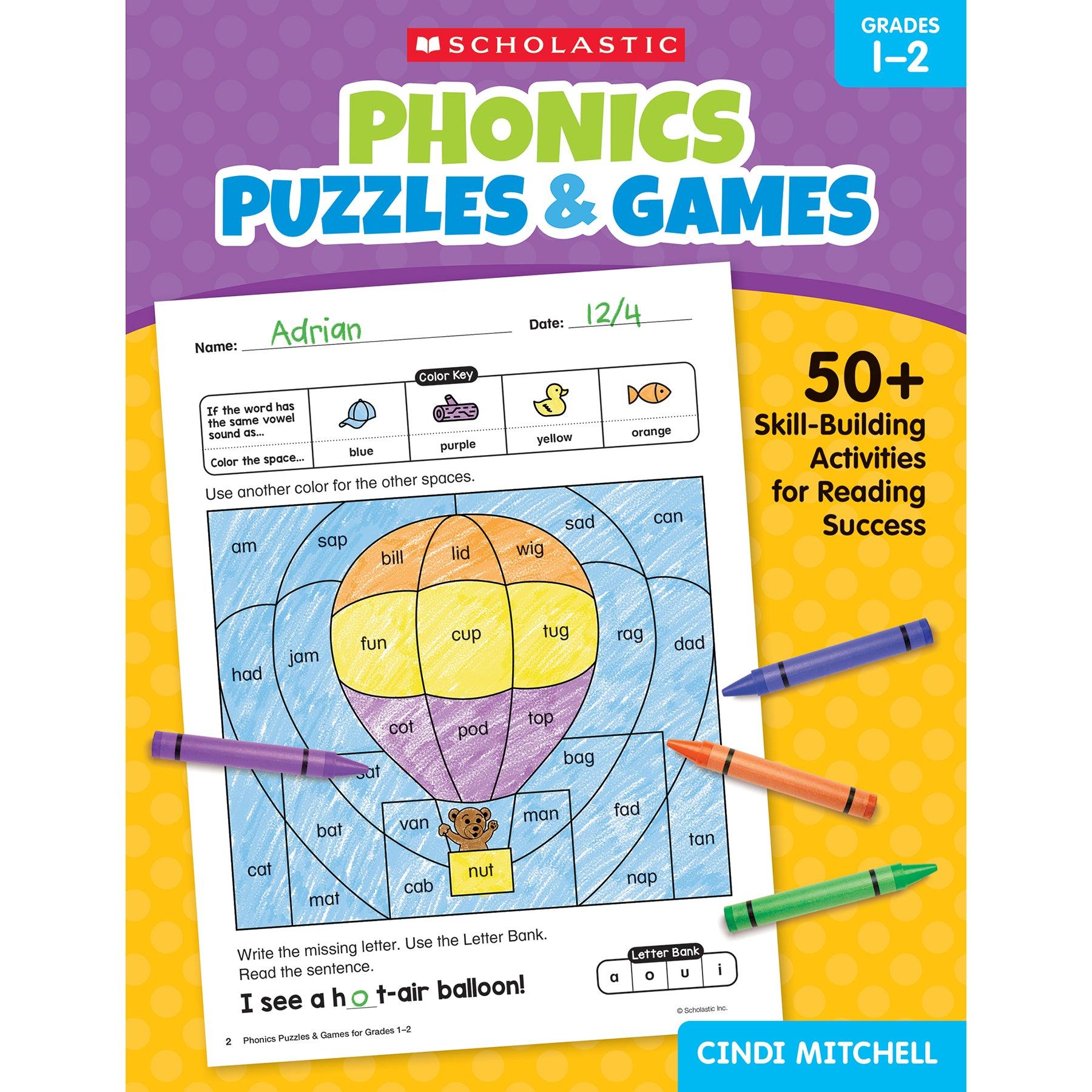 Phonics Puzzles & Games Activity Book for Grades 1-2 - Loomini