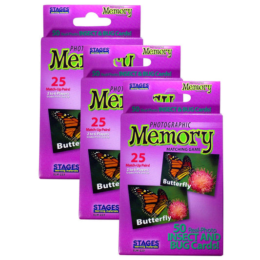 Photographic Memory Matching Game, Insects & Bugs, Pack of 3 - Loomini
