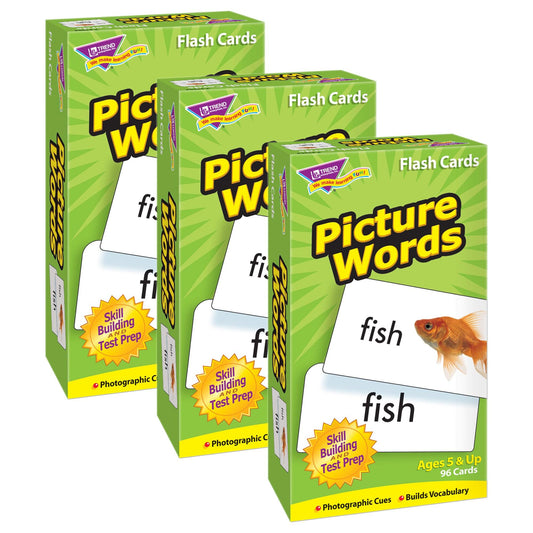 Picture Words Skill Drill Flash Cards, 3 Packs - Loomini