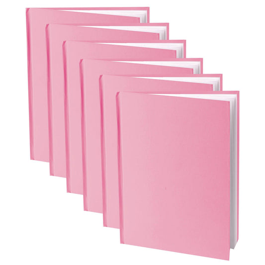 Pink Hardcover Blank Book, White Pages, 11"H x 8-1/2"W Portrait, 14 Sheets/28 Pages, Pack of 6 - Loomini