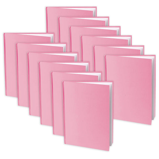 Pink Hardcover Blank Book, White Pages, 8"H x 6"W Portrait, 14 Sheets/28 Pages, Pack of 12 - Loomini