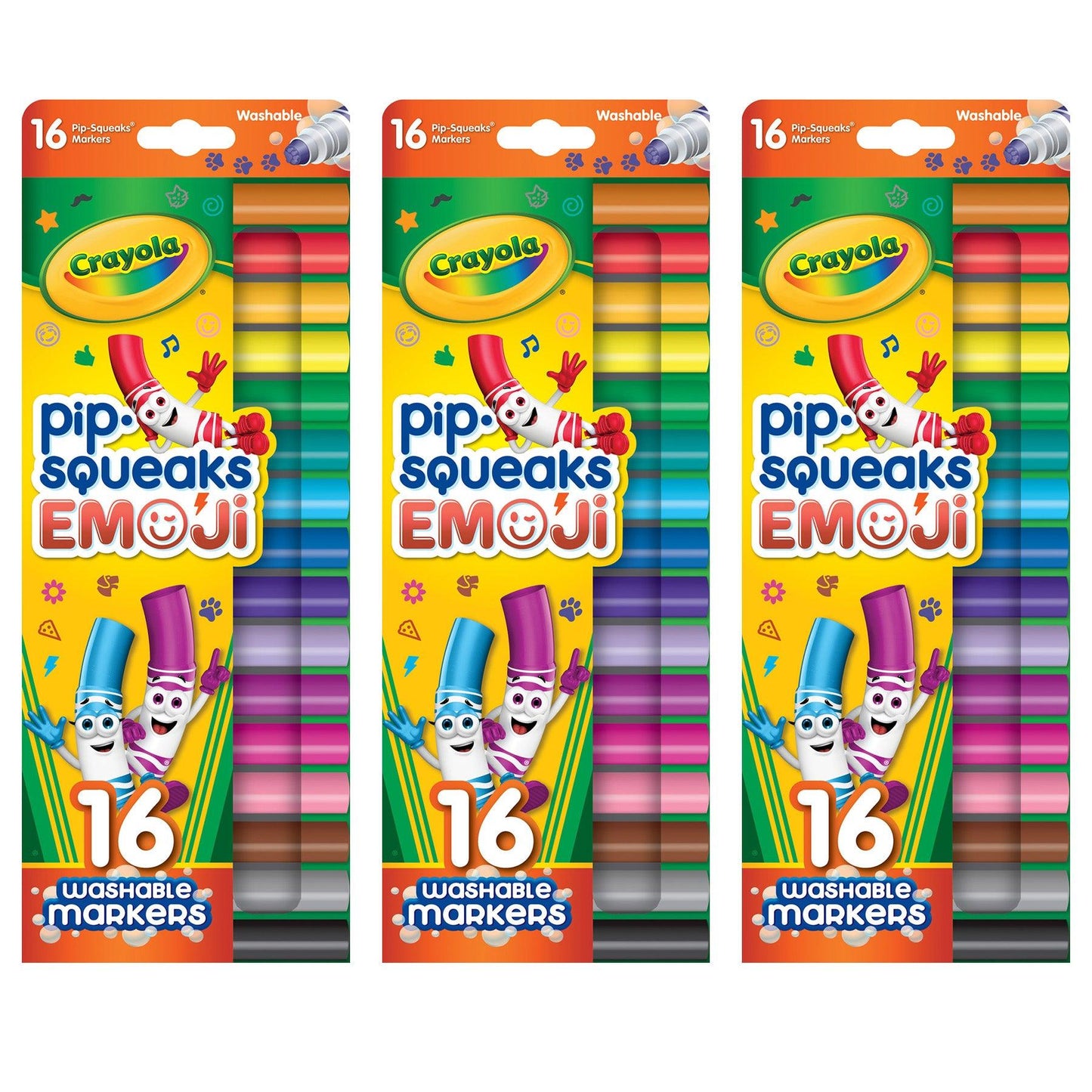 Pip Squeaks Stamper Markers, 16 Per Pack, 3 Packs - Loomini